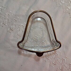 Indiana Glass clear Votive Candle Holder Gold Rim 4.5" Top To Bottom 1.5" Tall